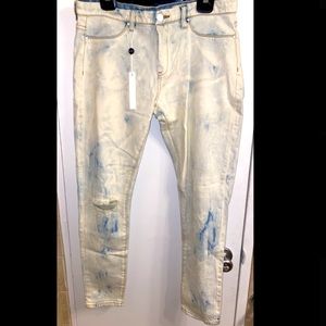 NWT BLANKNYC White+Blue Ripped TieDye Jeans Size31